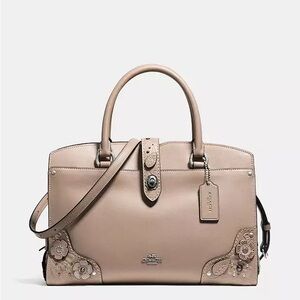 Mercer Satchel 30 With Painted Tea Rose And Tooling